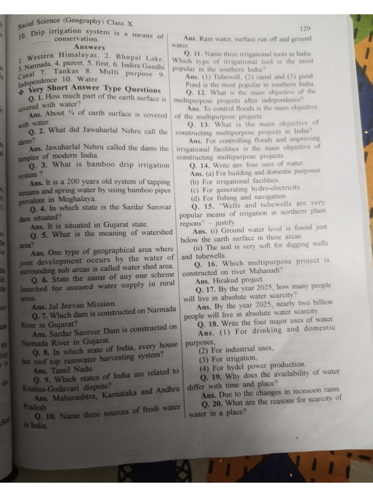 Class 10 CH 3 Geography Water Resources | PDF
