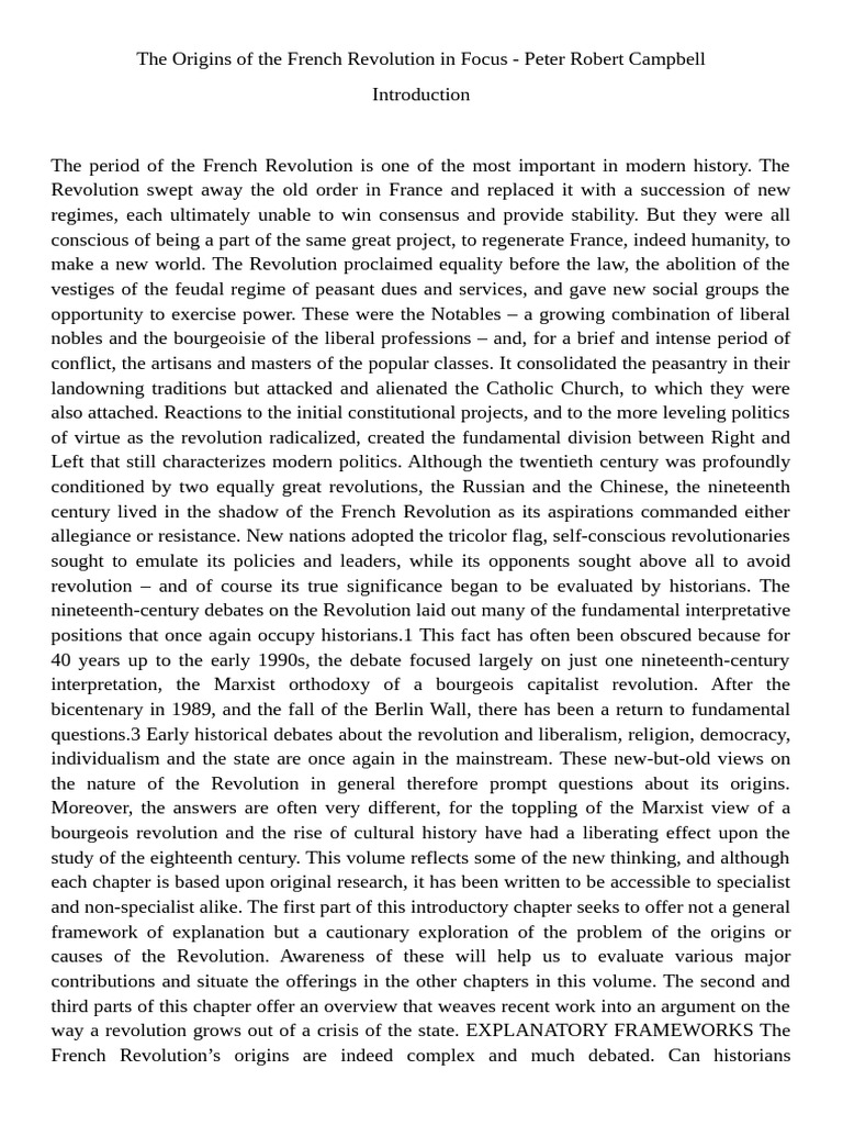 Origins of the French Revolution Explained | PDF | Marxism | Revolutions