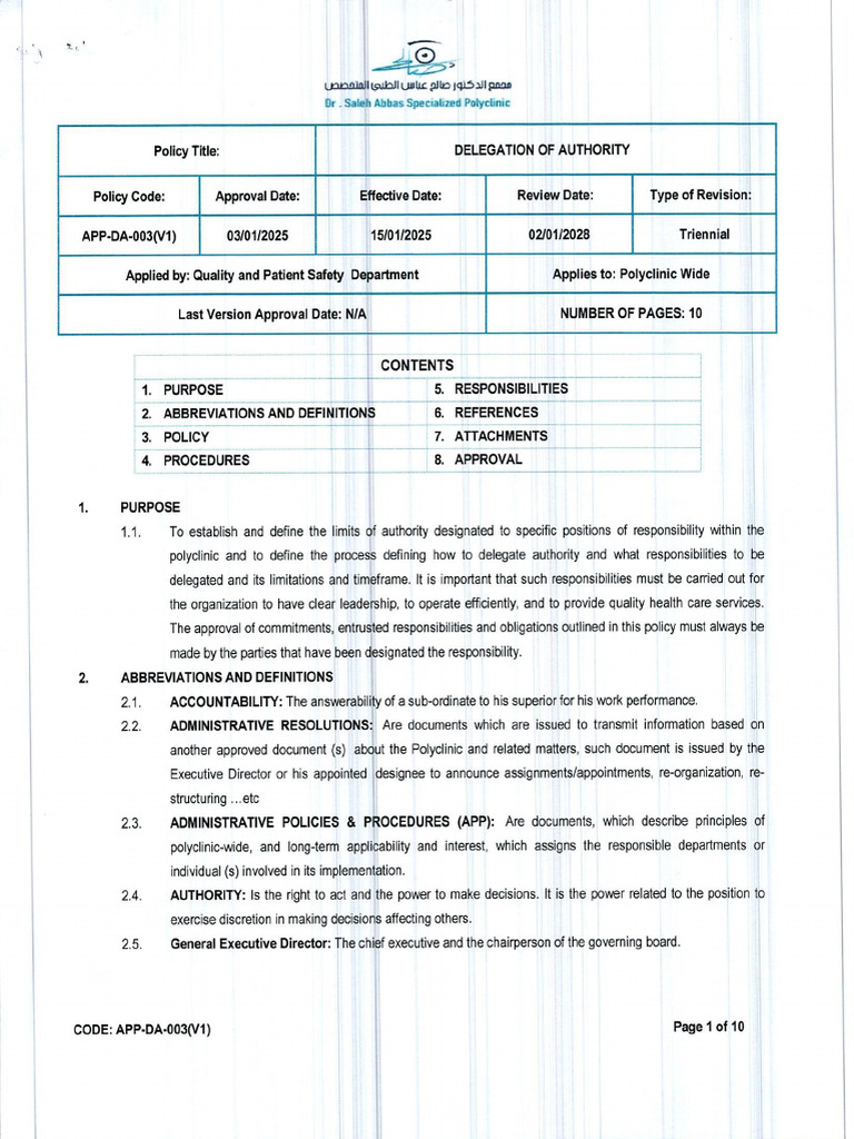 App-003 Delegation of Authority | PDF
