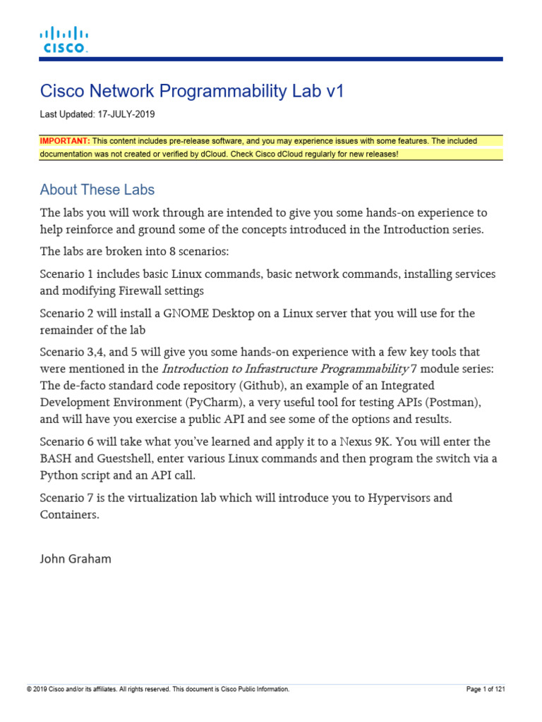 Cisco Network Programmability Lab v1 | PDF | Command Line Interface ...