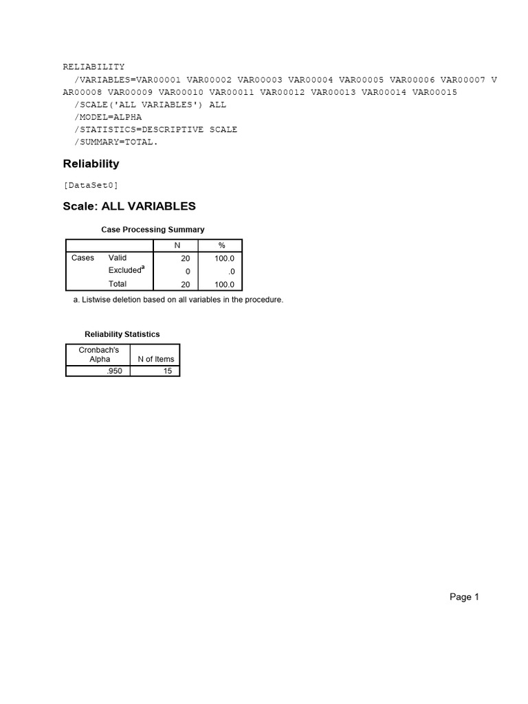 Reliability Analysis with Cronbach's Alpha | PDF | Applied Statistics ...
