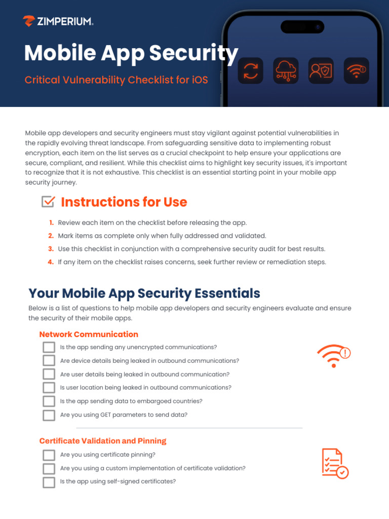 iOS Mobile App Security Checklist | PDF | Mobile App | Security