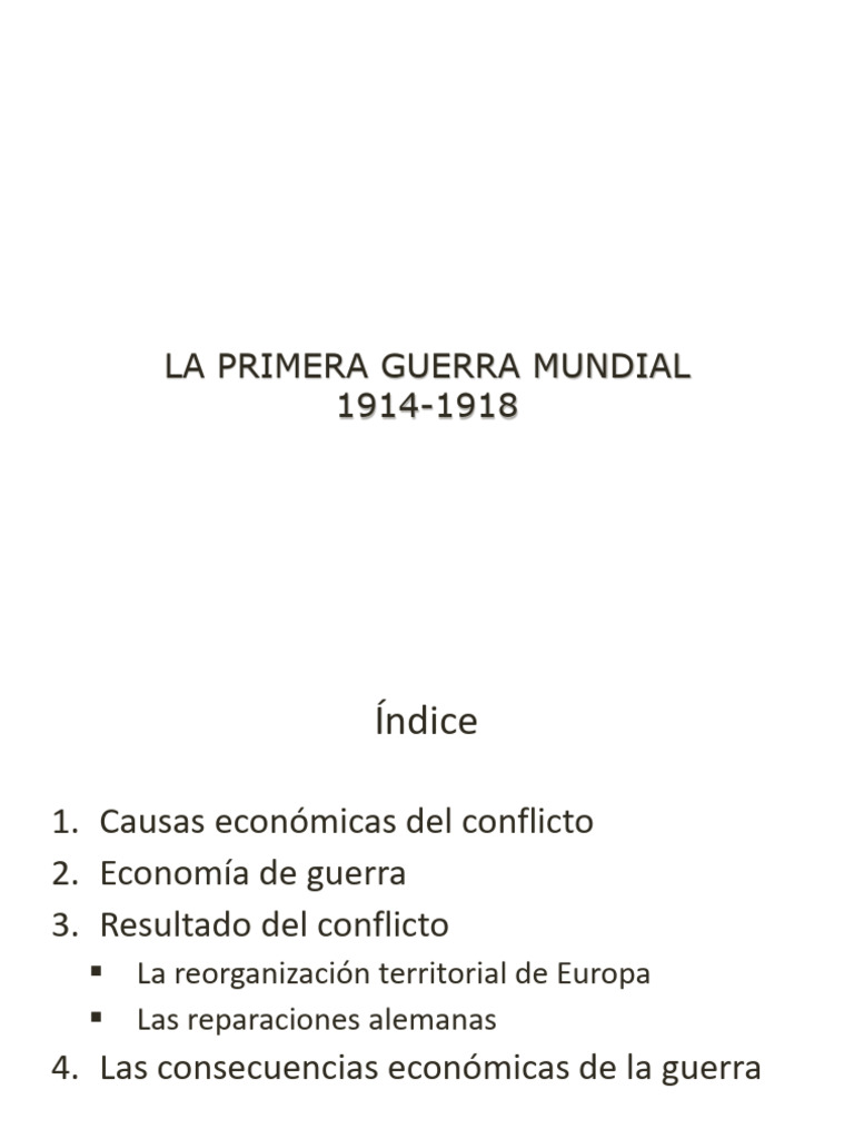 Economía y Consecuencias de la WWI | PDF | Primera Guerra Mundial ...