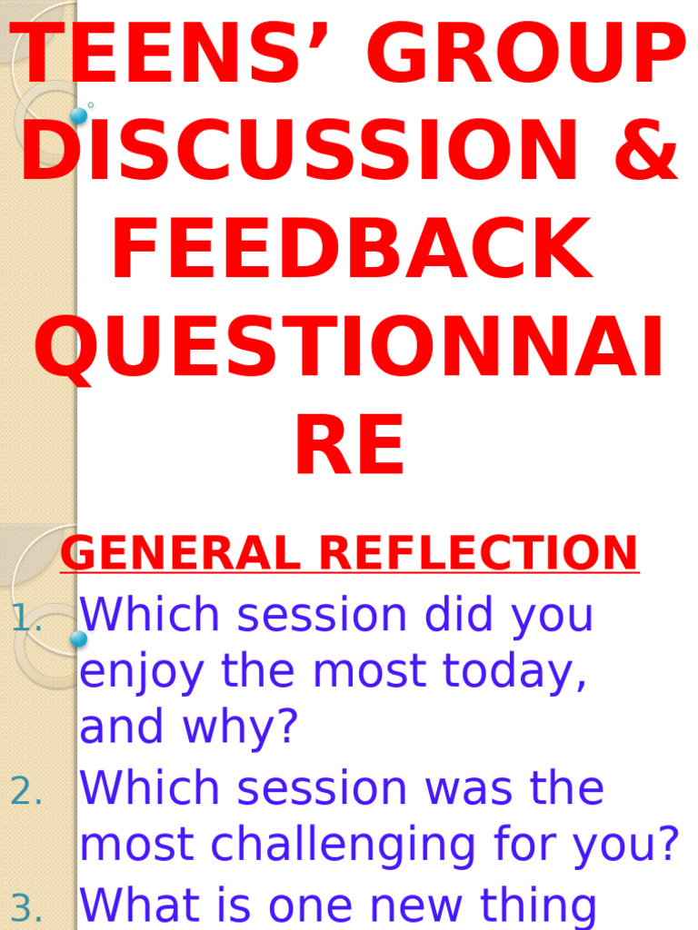 Teen Group Discussion Feedback Guide | PDF