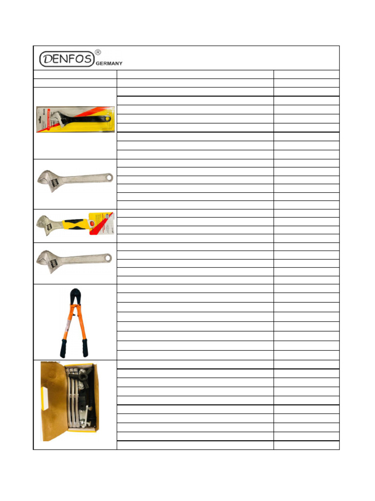 Denfos Hand Tools Price List | PDF | Metalworking | Tools