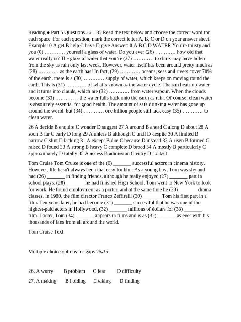 Part 4 Reading Sample Test Linguaskill | PDF | Zoo | Water