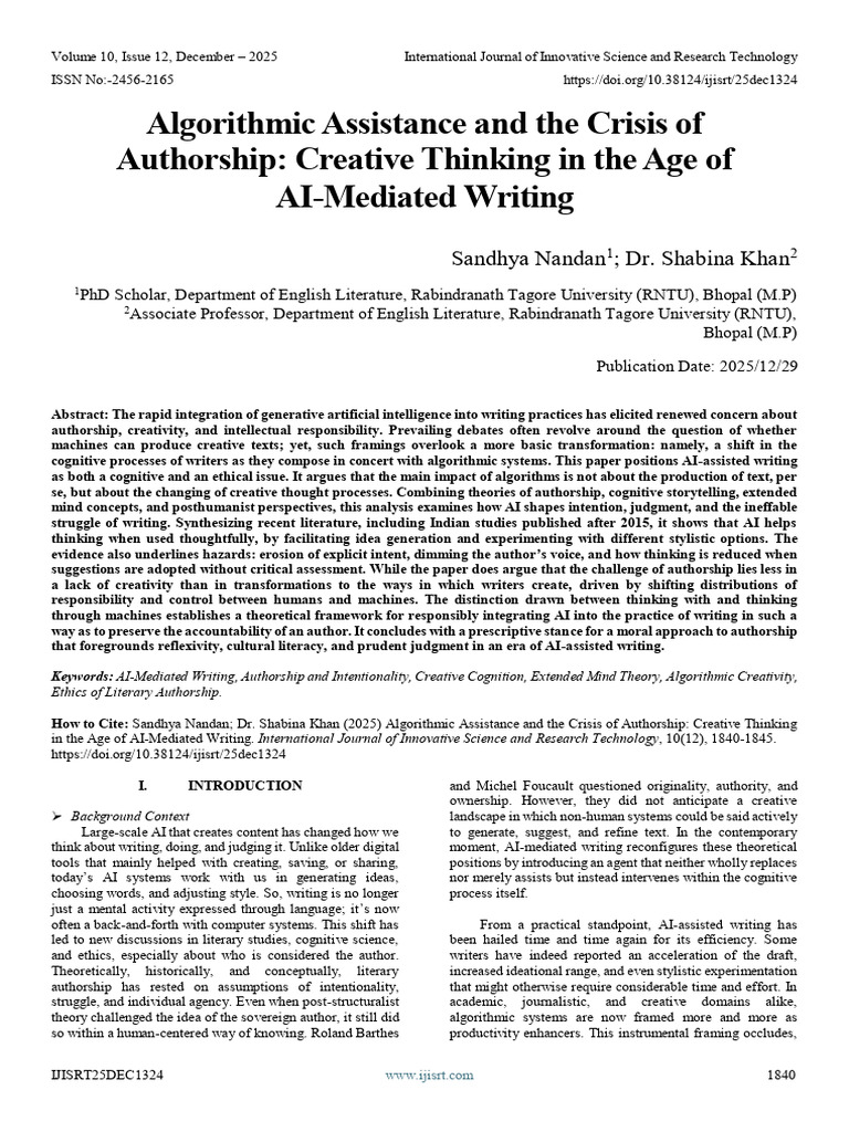 AI and the Future of Authorship | PDF | Intelligence (AI) & Semantics ...