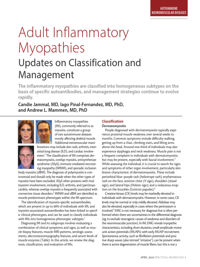 Inflammatory Myopathies: Diagnosis & Classification | PDF | Medical ...