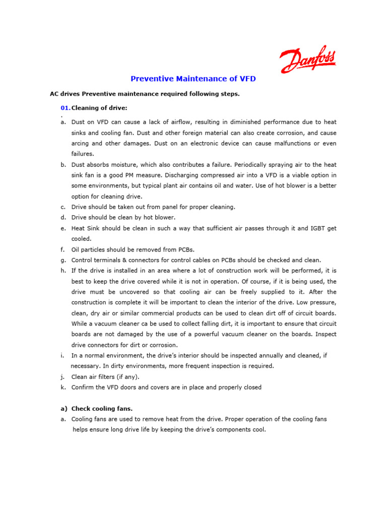 VFD Preventive Maintenance Guide | PDF | Electric Arc | Vacuum Cleaner