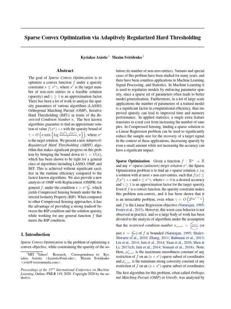 Adaptive Regularization in Sparse Optimization | PDF | Mathematical ...