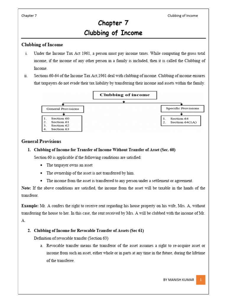 Chapter 7 Clubbing of Income | PDF | Income | Taxes