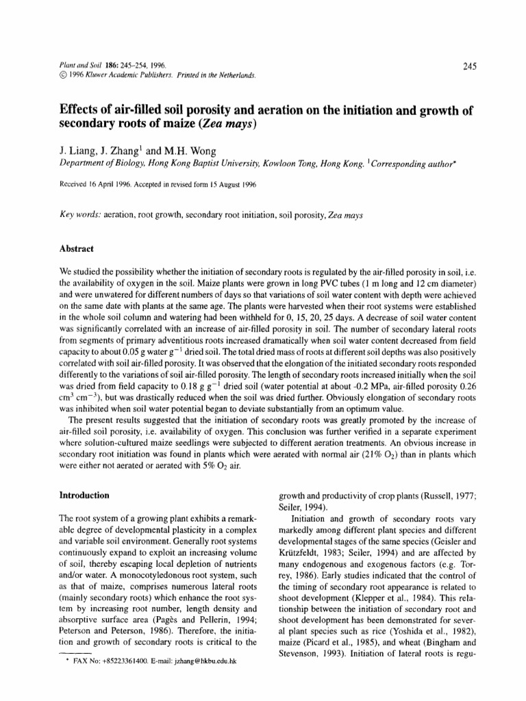 Effects of Air-filled Soil Porosity and Aeration on the Initiation and ...