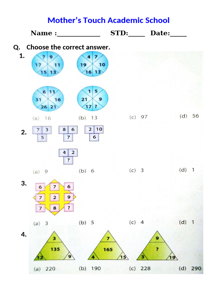 Mother’s Touch School Assessment Form | PDF