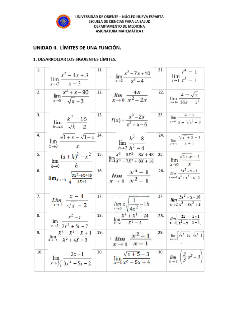 Límites de Funciones en Matemática I | PDF