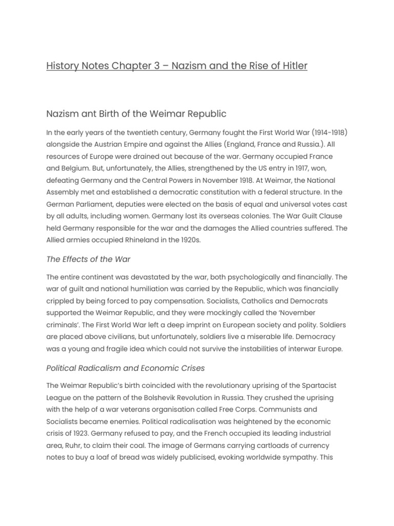 Nazism and Hitler's Rise Explained | PDF | Weimar Republic | Nazi Germany