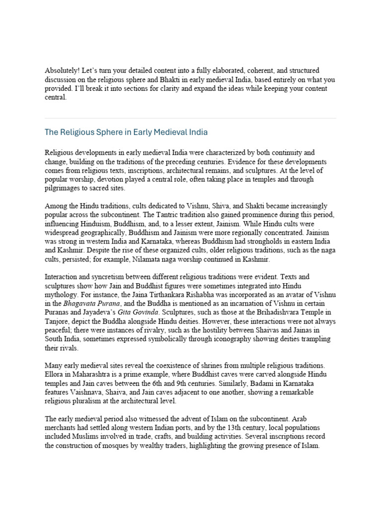 Bhakti and Religion in Medieval India | PDF | Bhakti | Vaishnavism