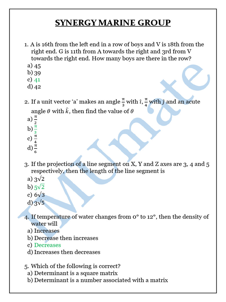 Math and Science Problem Set | PDF | Determinant | Calcium