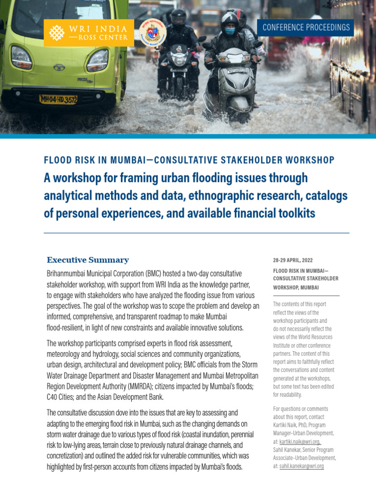 Mumbai Flood Risk Workshop Insights | PDF | Flood | Stormwater