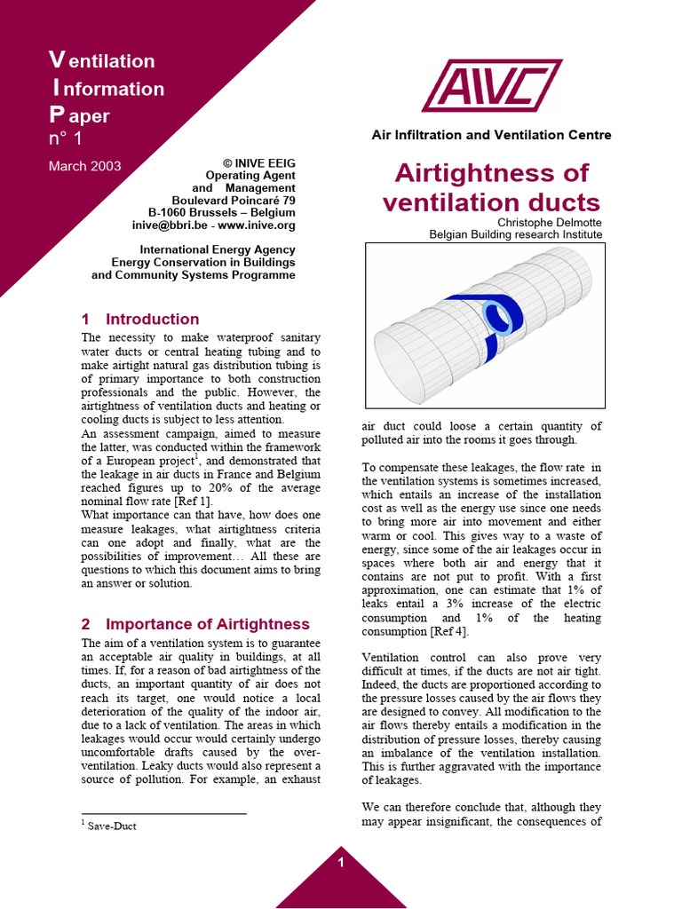 Airtightness of Ventilation Ducts Explained | PDF