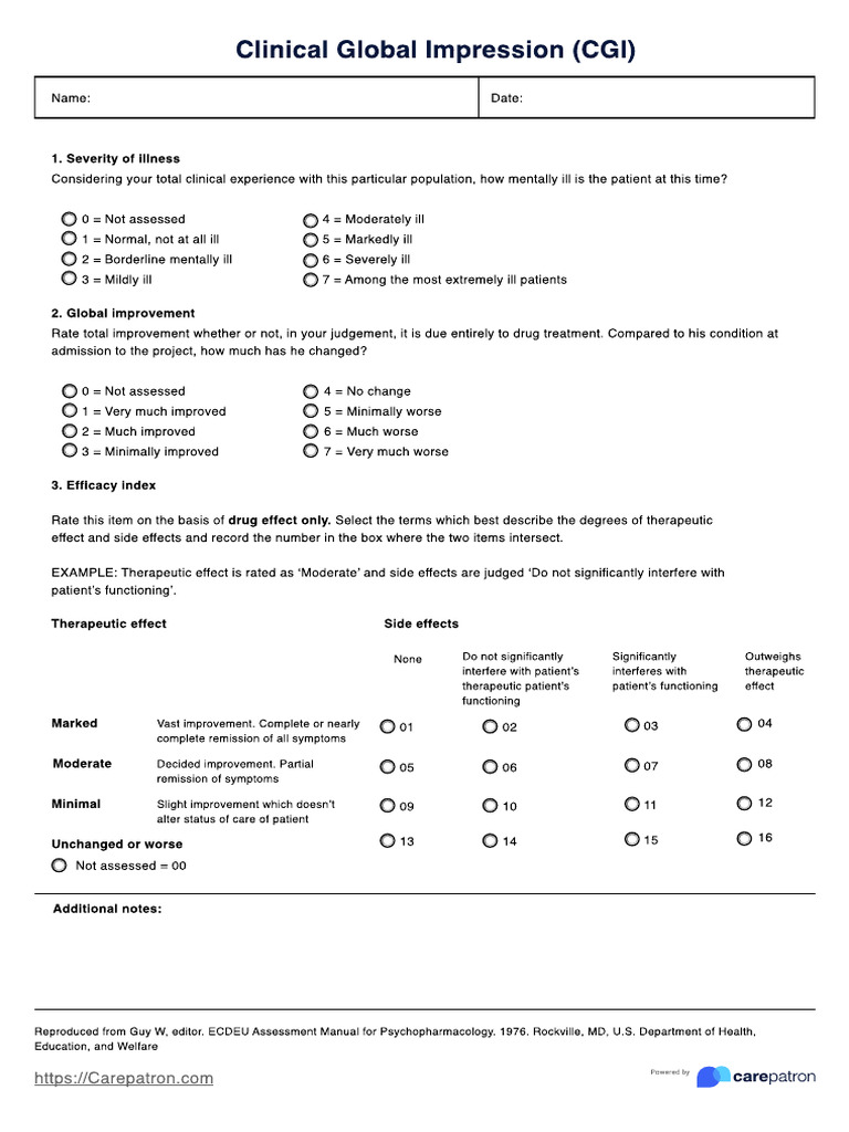 Clinical Global Impression Scale Cgi | PDF | Abnormal Psychology ...