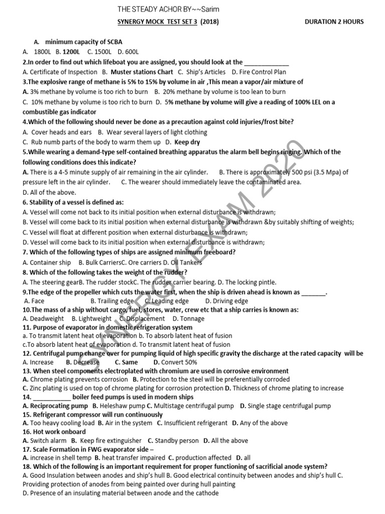 Synergy Mock Test 3 | PDF | Pump | Electric Generator