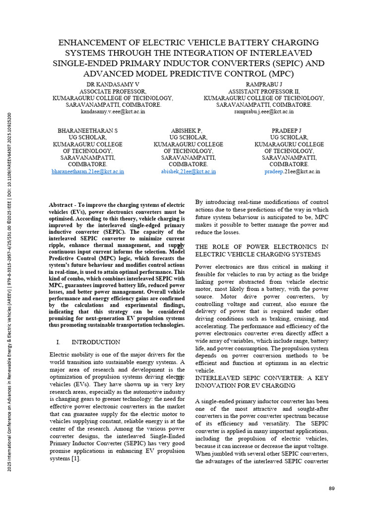 Optimizing EV Charging with SEPIC and MPC | PDF | Electric Vehicle ...