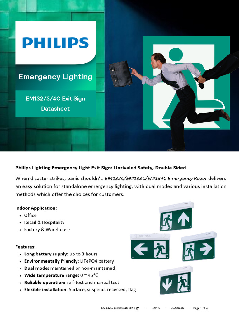 Philips Emergency Exit Sign Features | PDF | Electrical Engineering ...