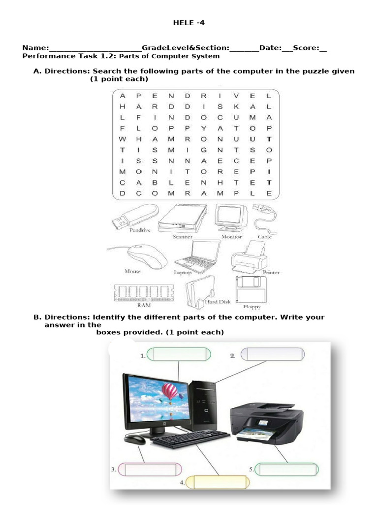 Computer System Parts Activity | PDF