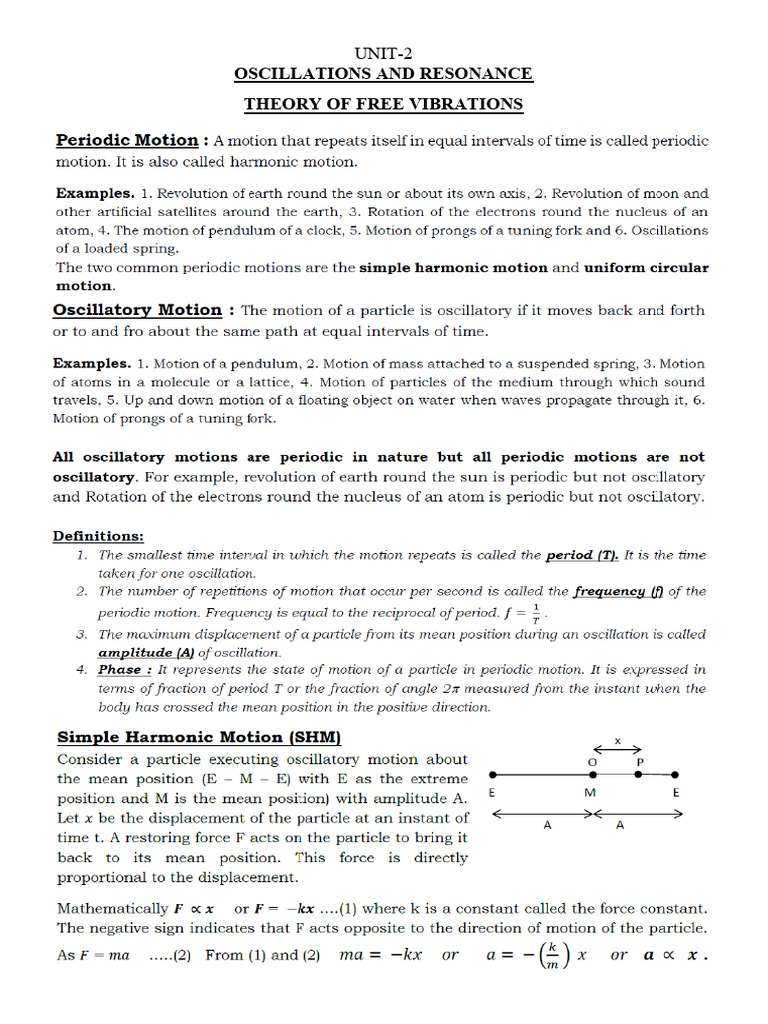 Unit 2 OSCILLATIONS AND RESONANCE | PDF