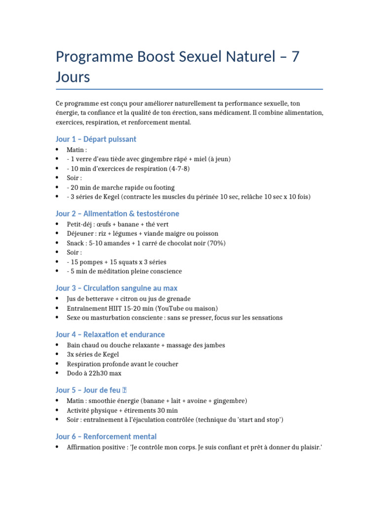 Programme Naturel de Boost Sexuel 7 Jours | PDF