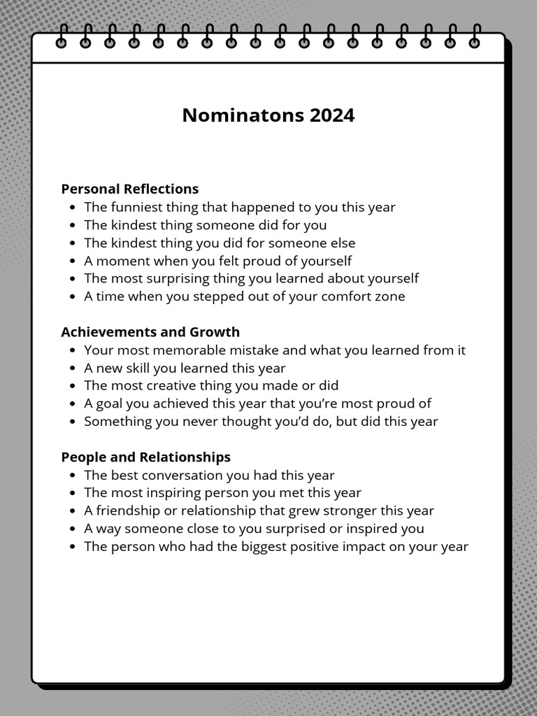 Yearly Personal Reflections and Growth | PDF