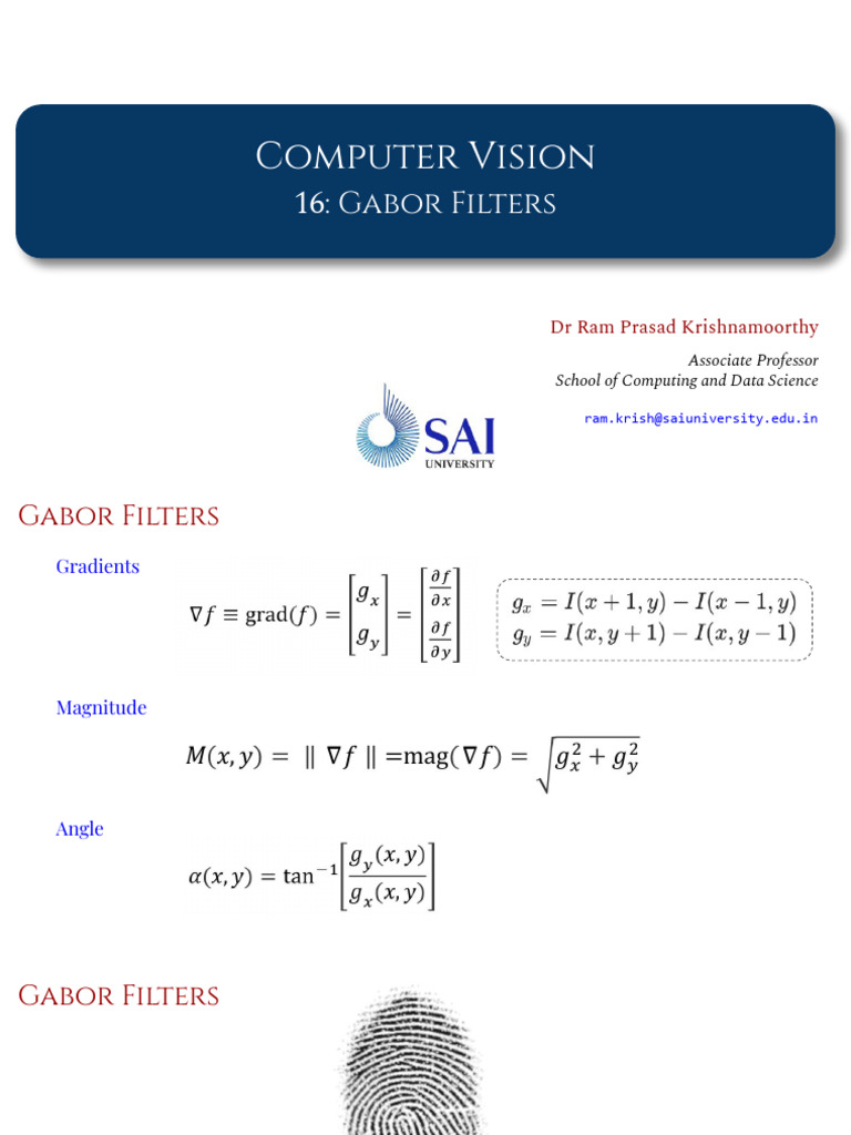 Gabor Filters in Computer Vision | PDF