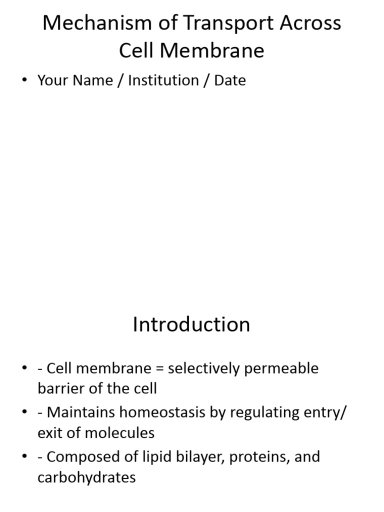 Cell Membrane Transport Mechanisms | PDF