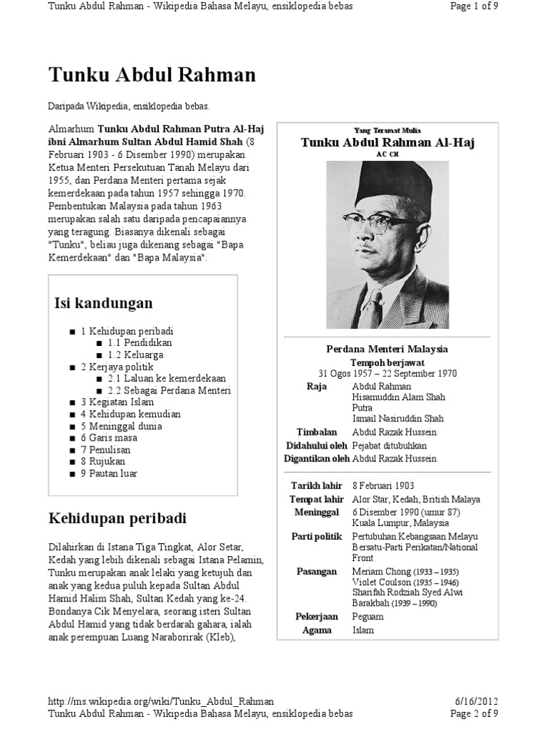 Tunku Abdul Rahman  PDF