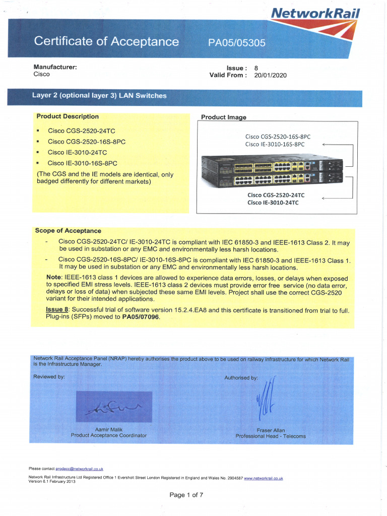 Cisco CGS-2520 Acceptance Certificate | PDF | Network Switch ...