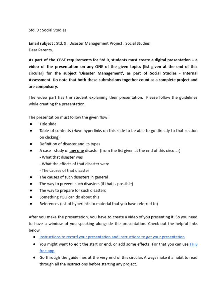 Std 9 Disaster Management Project Guide | PDF | Natural Hazards ...