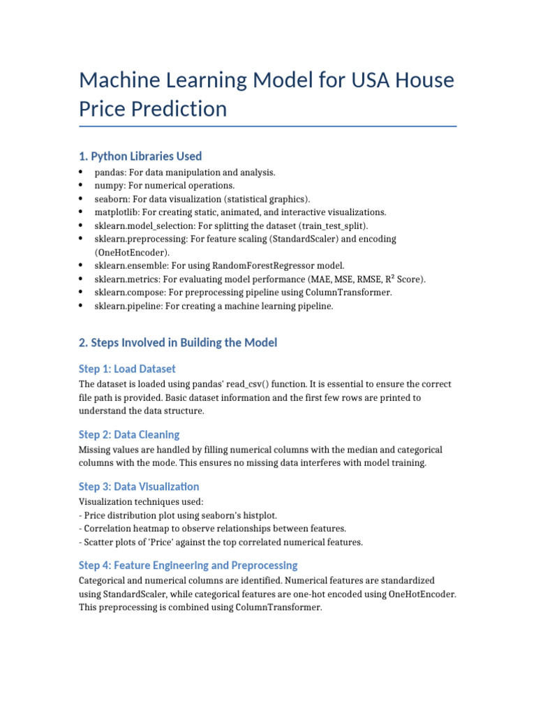 USA House Price Prediction Model Guide | PDF | Mean Squared Error ...