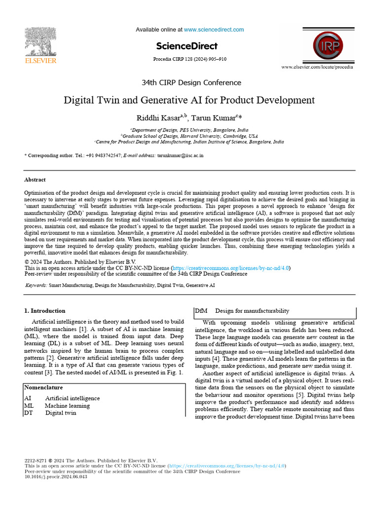Digital Twin & AI for Smart Manufacturing | PDF | Machine Learning ...