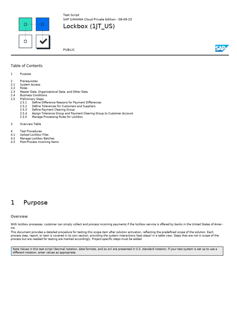 Lockbox Testing Procedures for SAP S/4HANA | PDF | Invoice | Debits And ...
