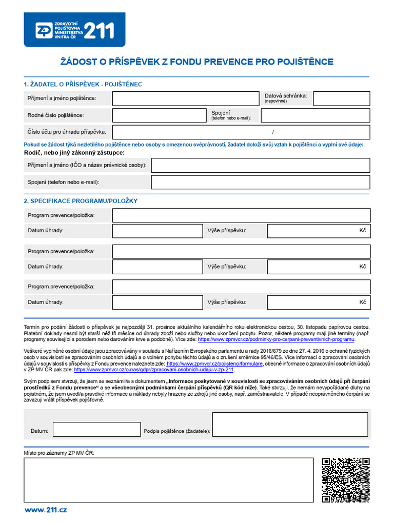 Formular R ZadostPrispevekFP 2025 | PDF