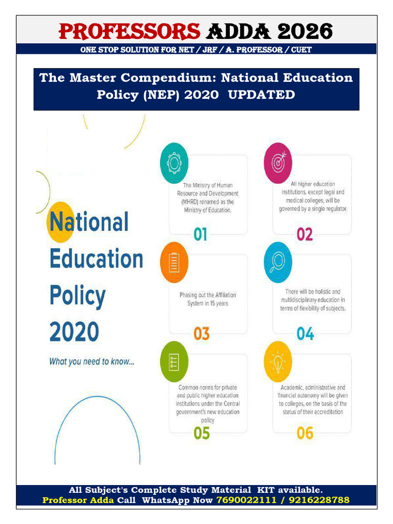 National Education Policy (NEP) 2020 (UPDATED) | PDF | Pedagogy ...