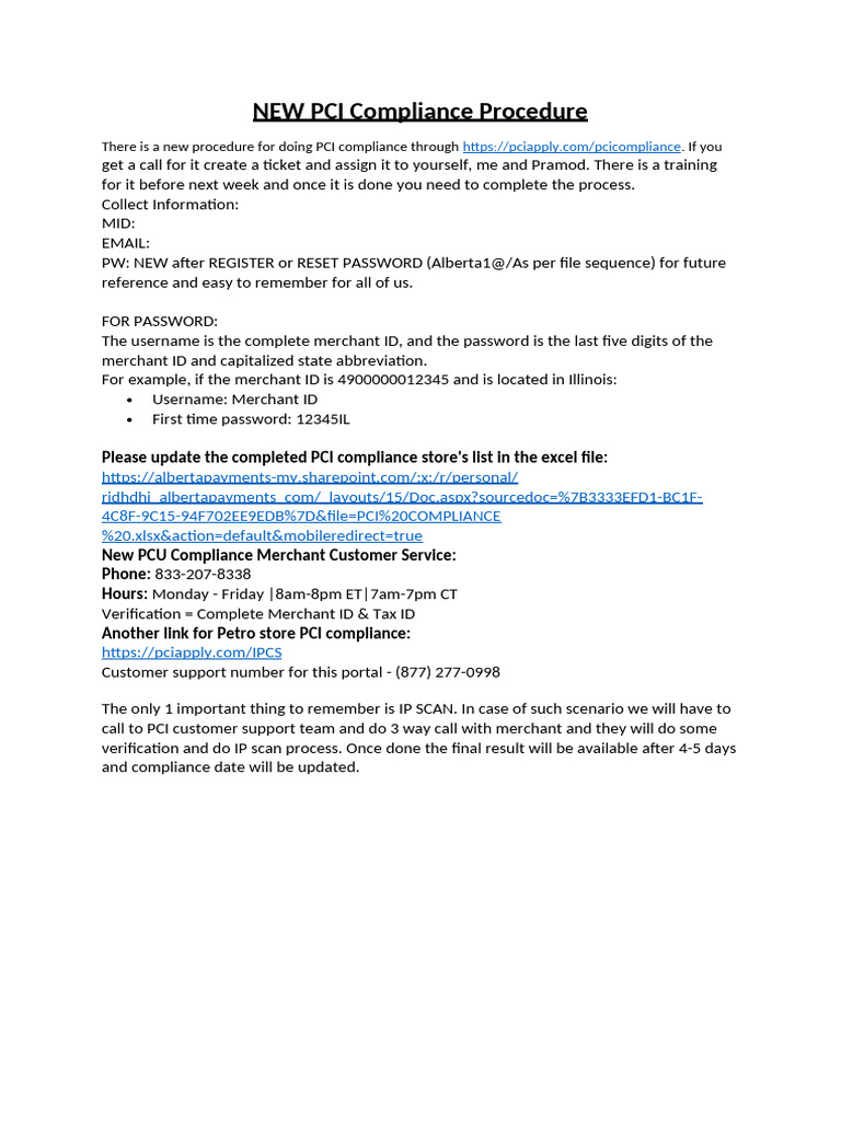 New PCI Compliance Procedure Guide | PDF | Password | Computing