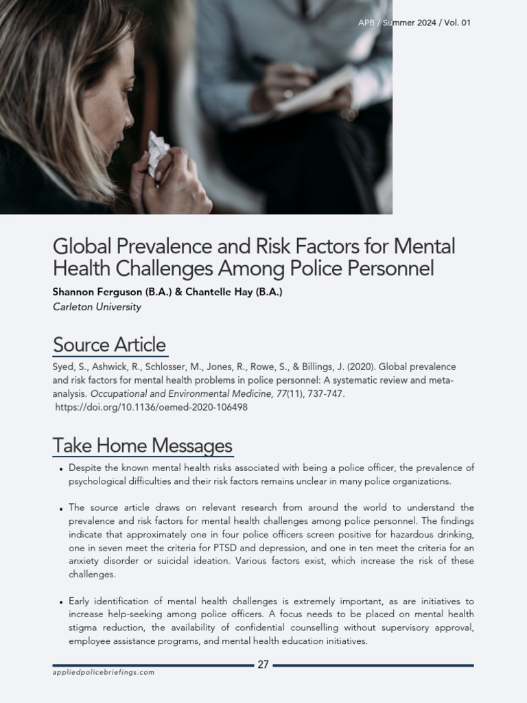 Mental Health Risks in Police Officers | PDF | Mental Health | Mental ...