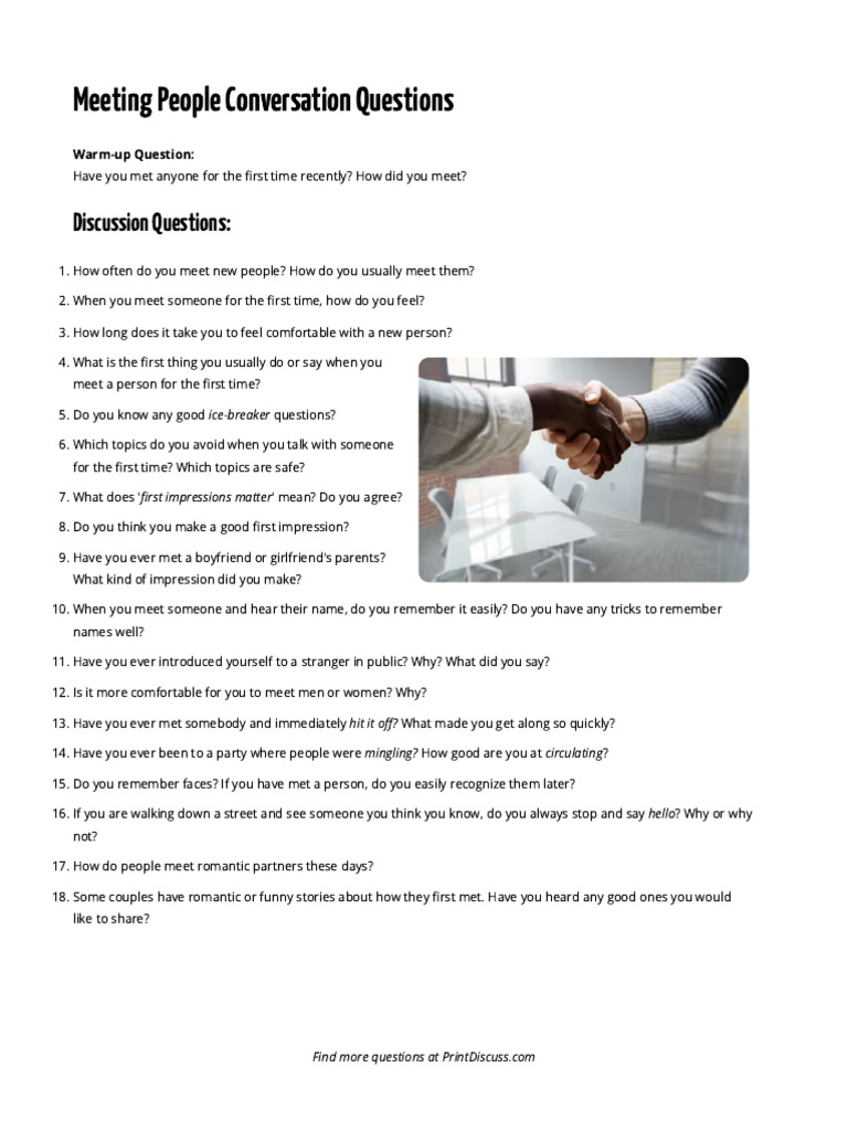 Conversation Starters for Meeting People | PDF