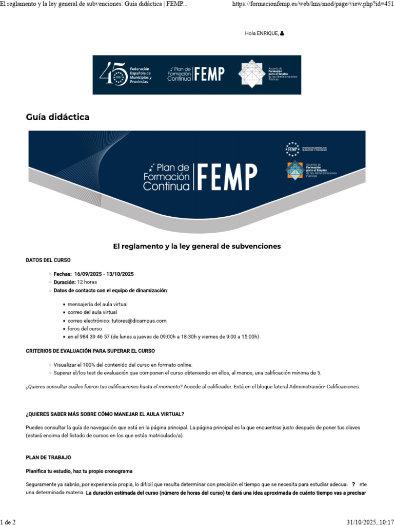 El Reglamento y La Ley General de Subvenciones - Guía Didáctica - FEMP ...