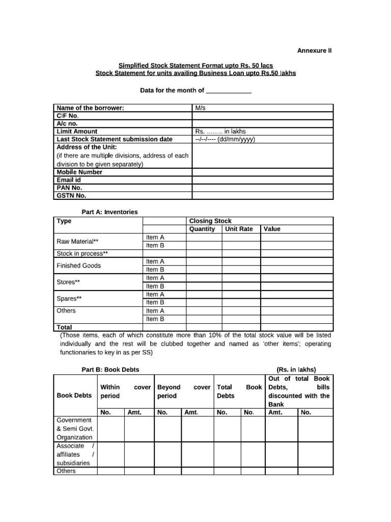 Stock Statement | PDF