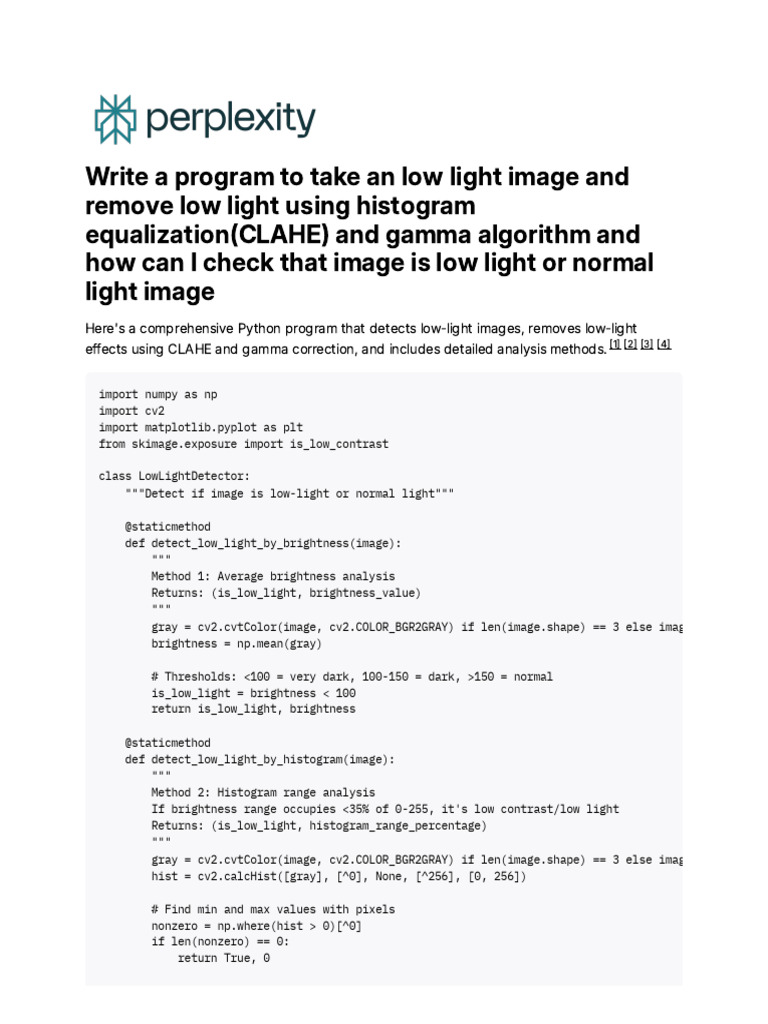 Low-Light Image Detection & Enhancement | PDF | Imaging | Algorithms