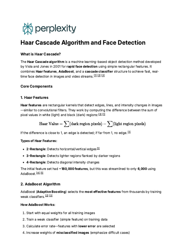 Haar Cascade Face Detection Explained | PDF | Machine Learning ...