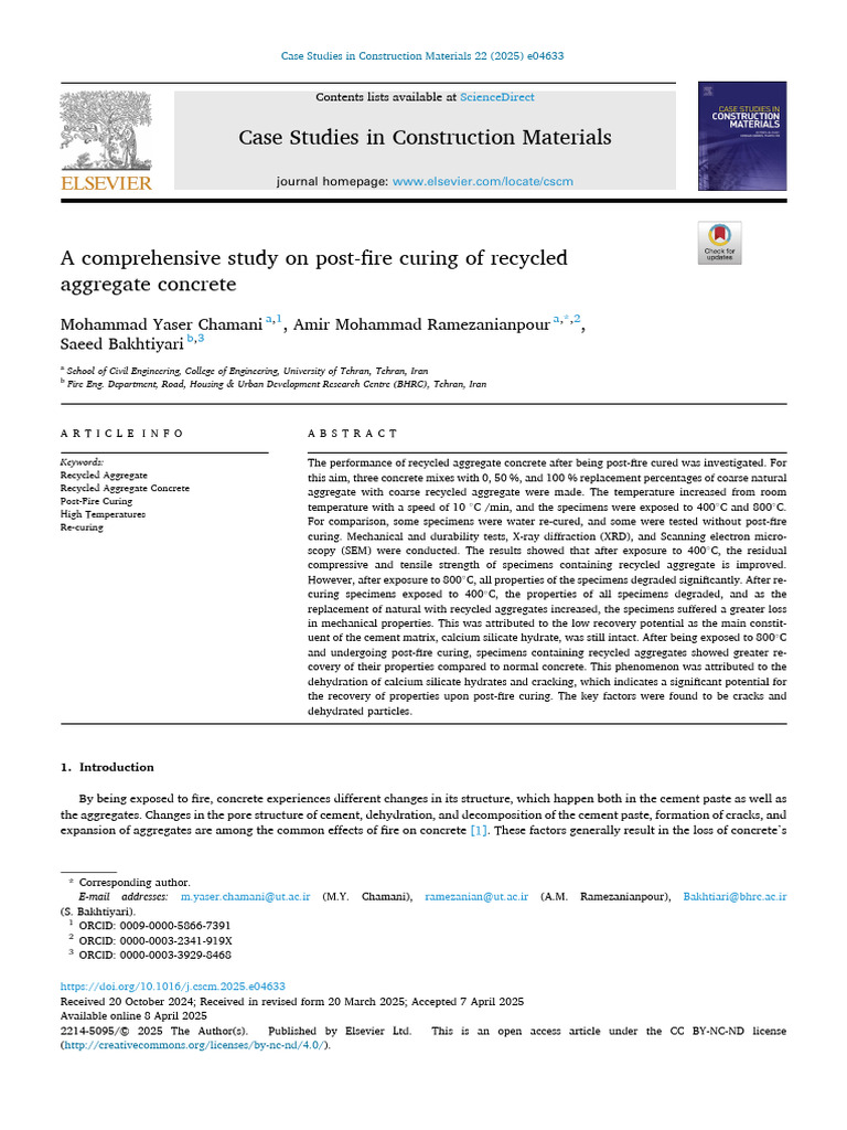 Post-Fire Curing of Recycled Concrete | PDF | Concrete | Cement