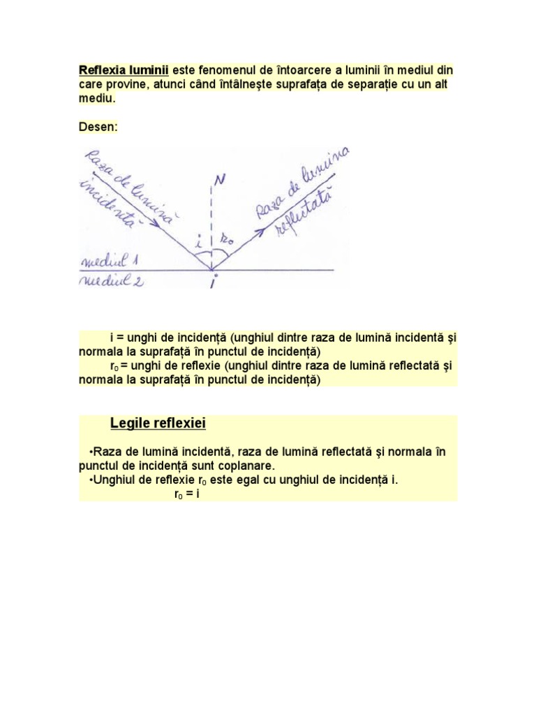 Reflexia Si Refractia Luminii | PDF